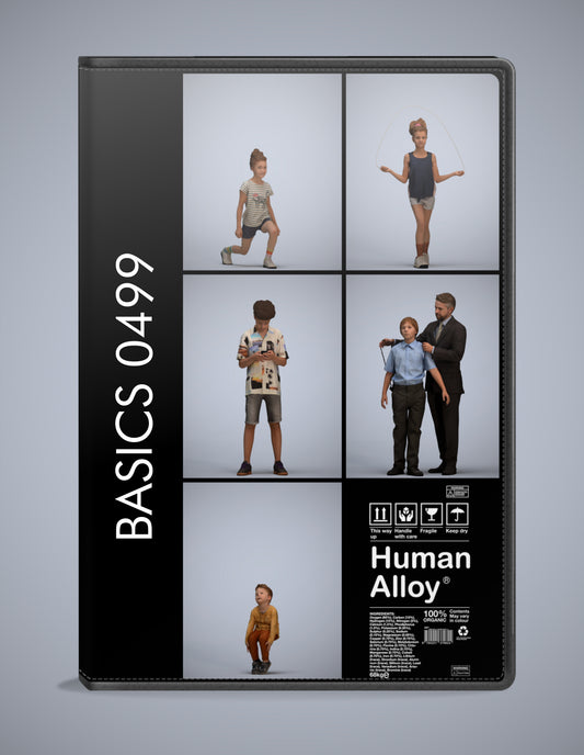 5x realistic 3D people kids pack, scanned archviz collection for Blender and 3ds Max