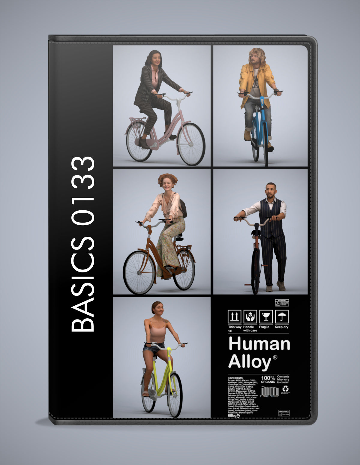 scanned 3D people cycling collection, 5 photogrammetry models for Enscape and V-Ray
