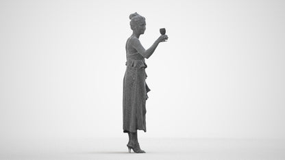 3D people model woman formal formalaffairs, scanned human for 3ds Max rendering, wireframe side view