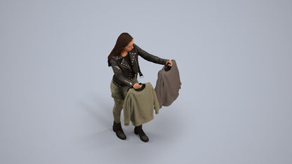 realistic 3D woman casual shopping, scanned archviz people for Blender and 3ds Max, back view render
