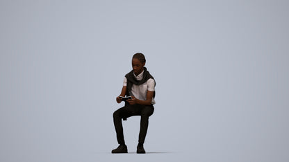 3D people model boy kids, scanned human for 3ds Max rendering, top-down view render