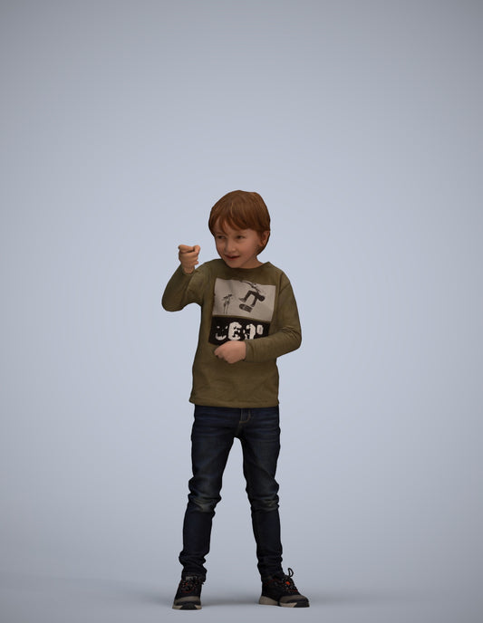 3D people model boy casual kids, scanned human for 3ds Max rendering