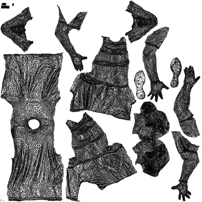 photogrammetry 3D man sport, realistic human model archviz FBX, wireframe top-down view