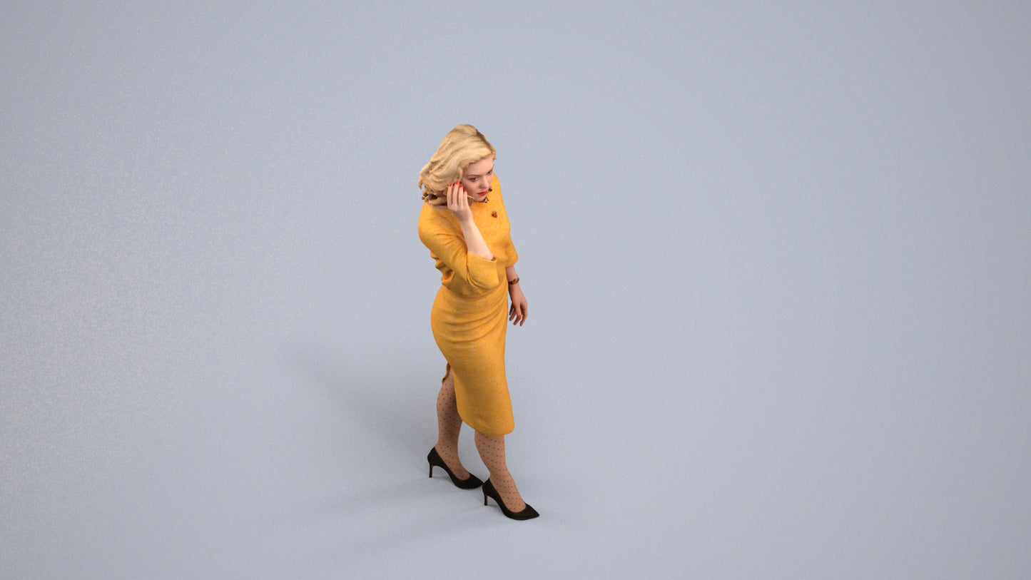 realistic 3D people woman business walking, render-ready for V-Ray and Corona, FBX OBJ, back view render