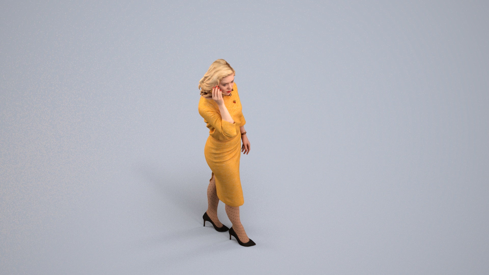 realistic 3D people woman business walking, render-ready for V-Ray and Corona, FBX OBJ, back view render