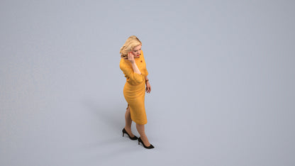 realistic 3D people woman business walking, render-ready for V-Ray and Corona, FBX OBJ, back view render