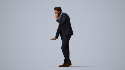 realistic 3D human man business, archviz people FBX OBJ for Blender, three-quarter view render