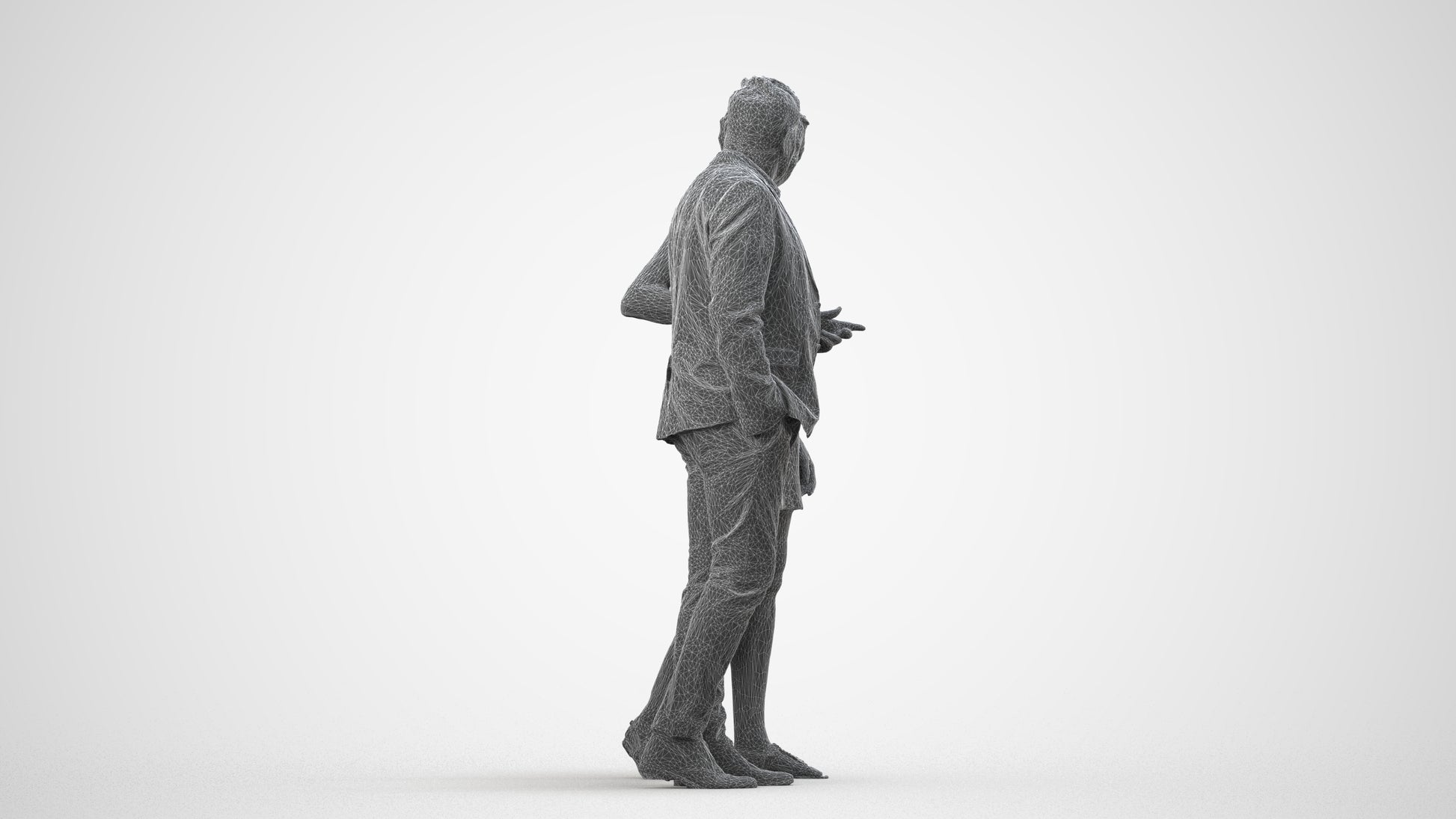 realistic 3D people woman casual couple, render-ready for V-Ray and Corona, FBX OBJ, wireframe side view