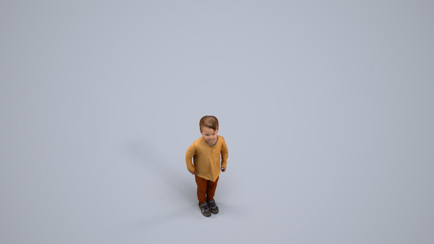 scanned 3D boy casual kids, photogrammetry people for Enscape and V-Ray, back view render