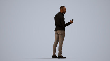 photogrammetry 3D man business standing, realistic human model archviz FBX, side view render