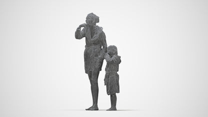 realistic 3D girl kids, scanned archviz people for Blender and 3ds Max, wireframe back view