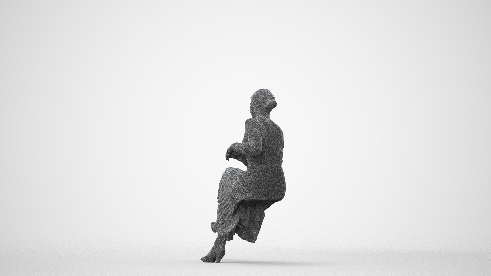 realistic 3D people woman casual sitting, render-ready for V-Ray and Corona, FBX OBJ, square thumbnail