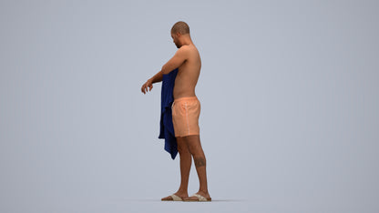 3D people model man pool, scanned human for 3ds Max rendering, top-down view render
