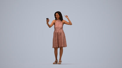 scanned 3D woman formal standing, photogrammetry people for Enscape and V-Ray, top-down view render