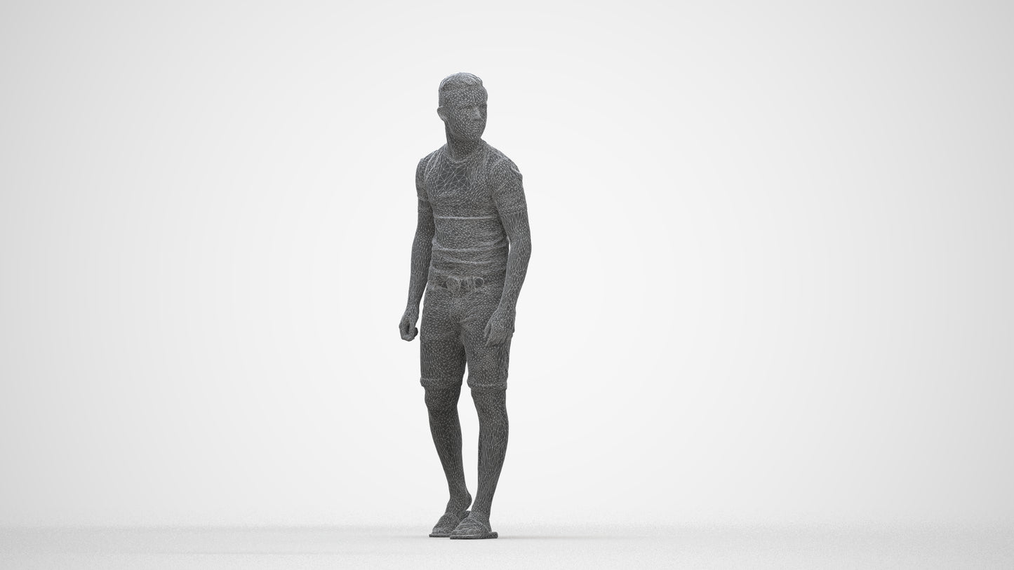 scanned 3D boy casual kids, photogrammetry people for Enscape and V-Ray, wireframe back view