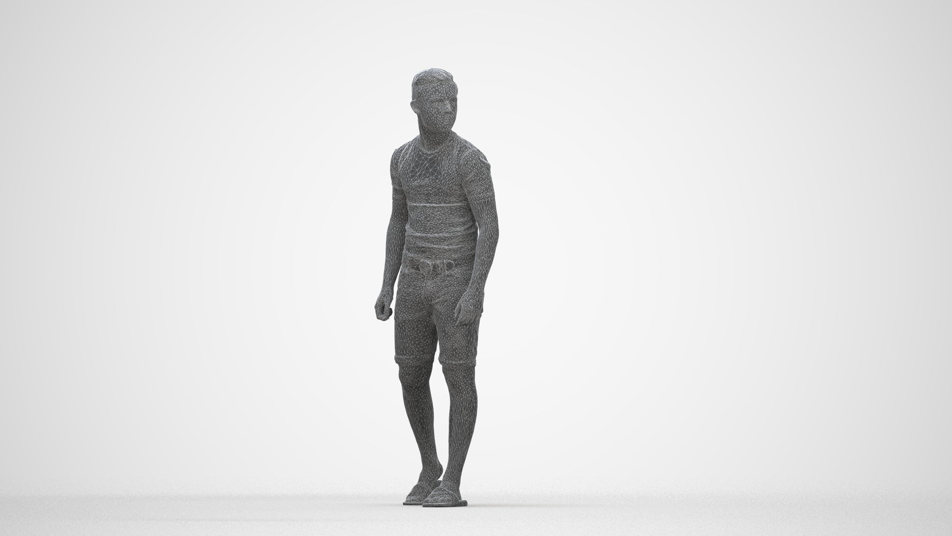 scanned 3D boy casual kids, photogrammetry people for Enscape and V-Ray, wireframe back view