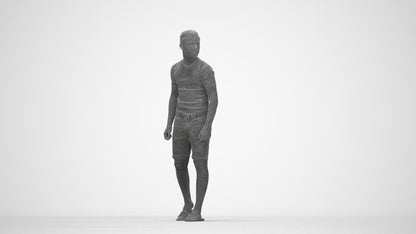 scanned 3D boy casual kids, photogrammetry people for Enscape and V-Ray, wireframe back view