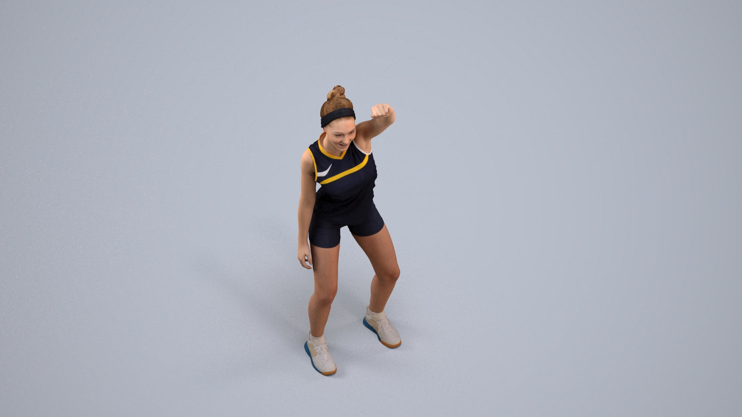realistic 3D human girl sport, archviz people FBX OBJ for Blender, back view render