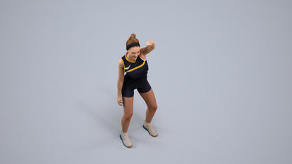 realistic 3D human girl sport, archviz people FBX OBJ for Blender, back view render