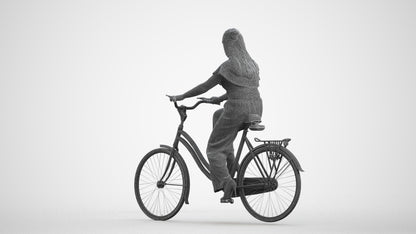 photogrammetry 3D woman casual cycling, realistic human model archviz FBX, wireframe front view