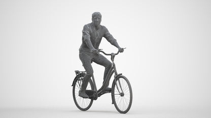 3D scanned man cycling casual, photorealistic archviz people for Enscape and SketchUp, three-quarter front view render