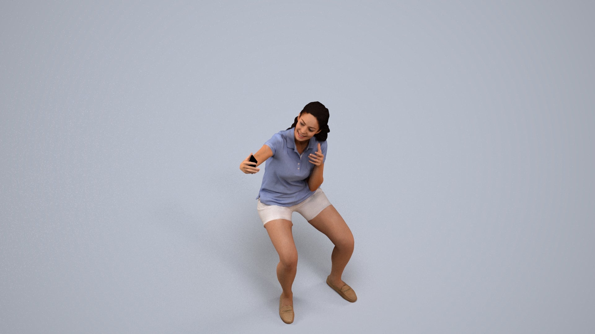 scanned 3D woman casual sitting, photogrammetry people for Enscape and V-Ray, back view render