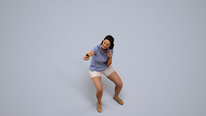 scanned 3D woman casual sitting, photogrammetry people for Enscape and V-Ray, back view render