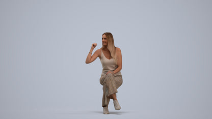 3D people model woman casual sitting, scanned human for 3ds Max rendering, standing pose render