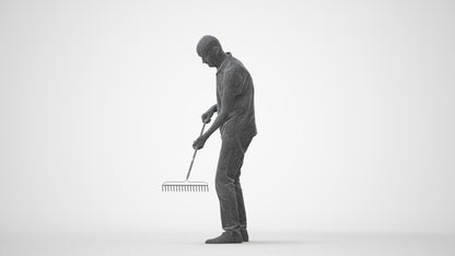 realistic 3D people senior man casual standing, render-ready for V-Ray and Corona, FBX OBJ, side view render