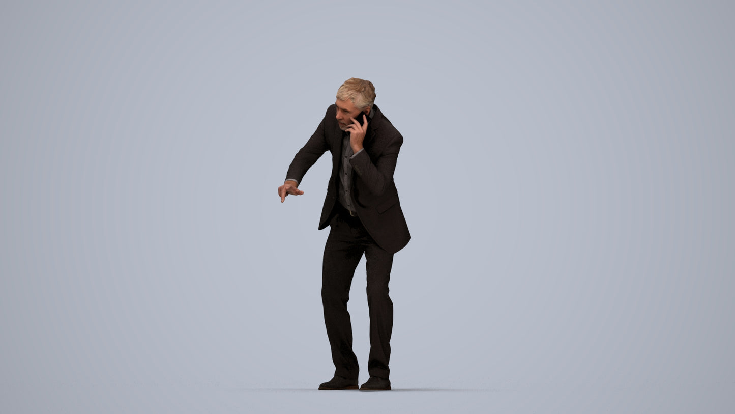 realistic 3D man business, scanned archviz people for Blender and 3ds Max, top-down view render
