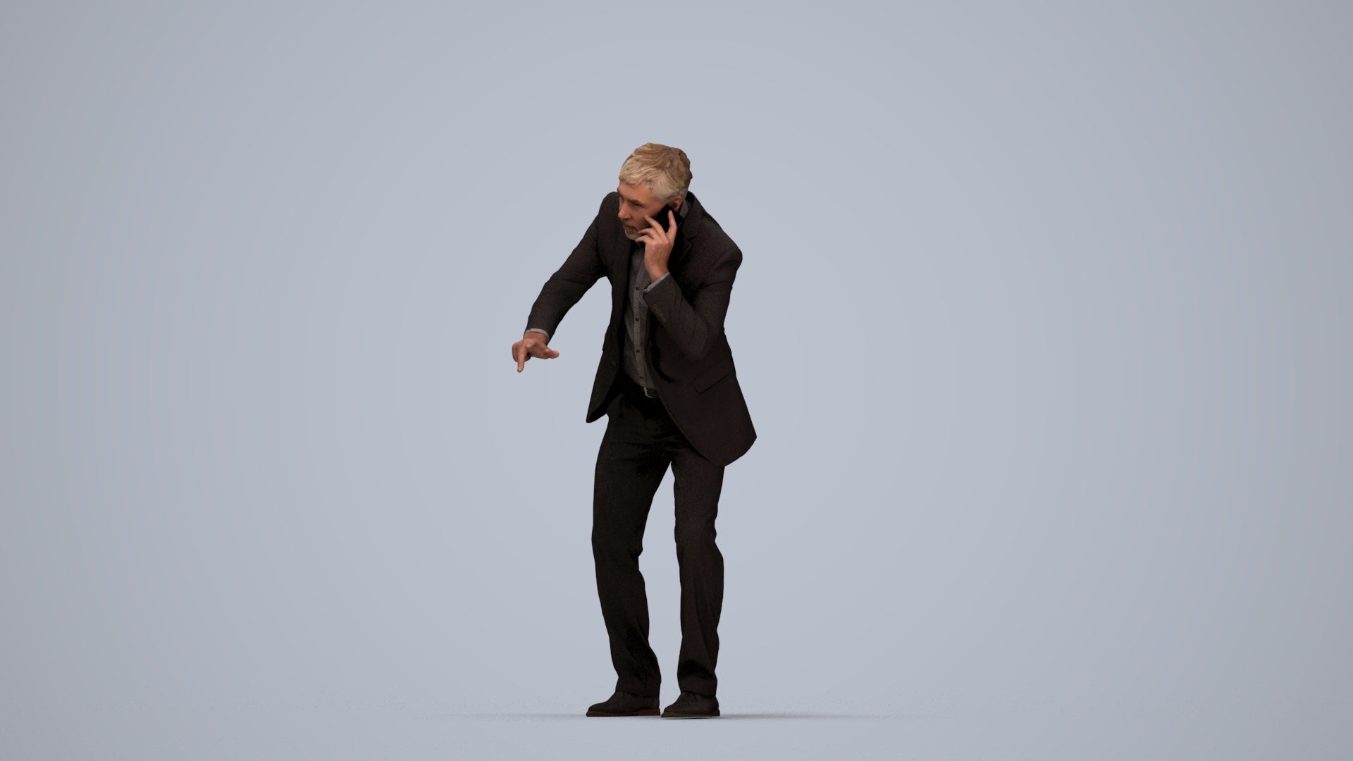realistic 3D man business, scanned archviz people for Blender and 3ds Max, top-down view render