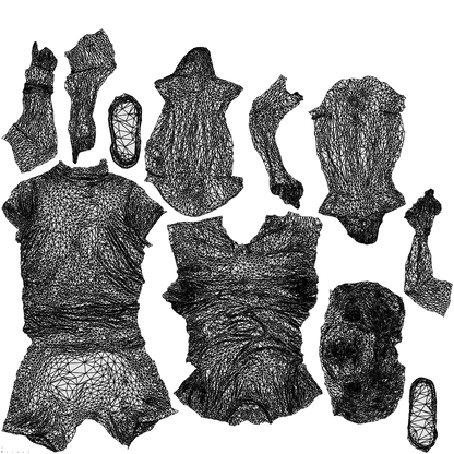realistic 3D people man casual sitting, render-ready for V-Ray and Corona, FBX OBJ, wireframe top-down view