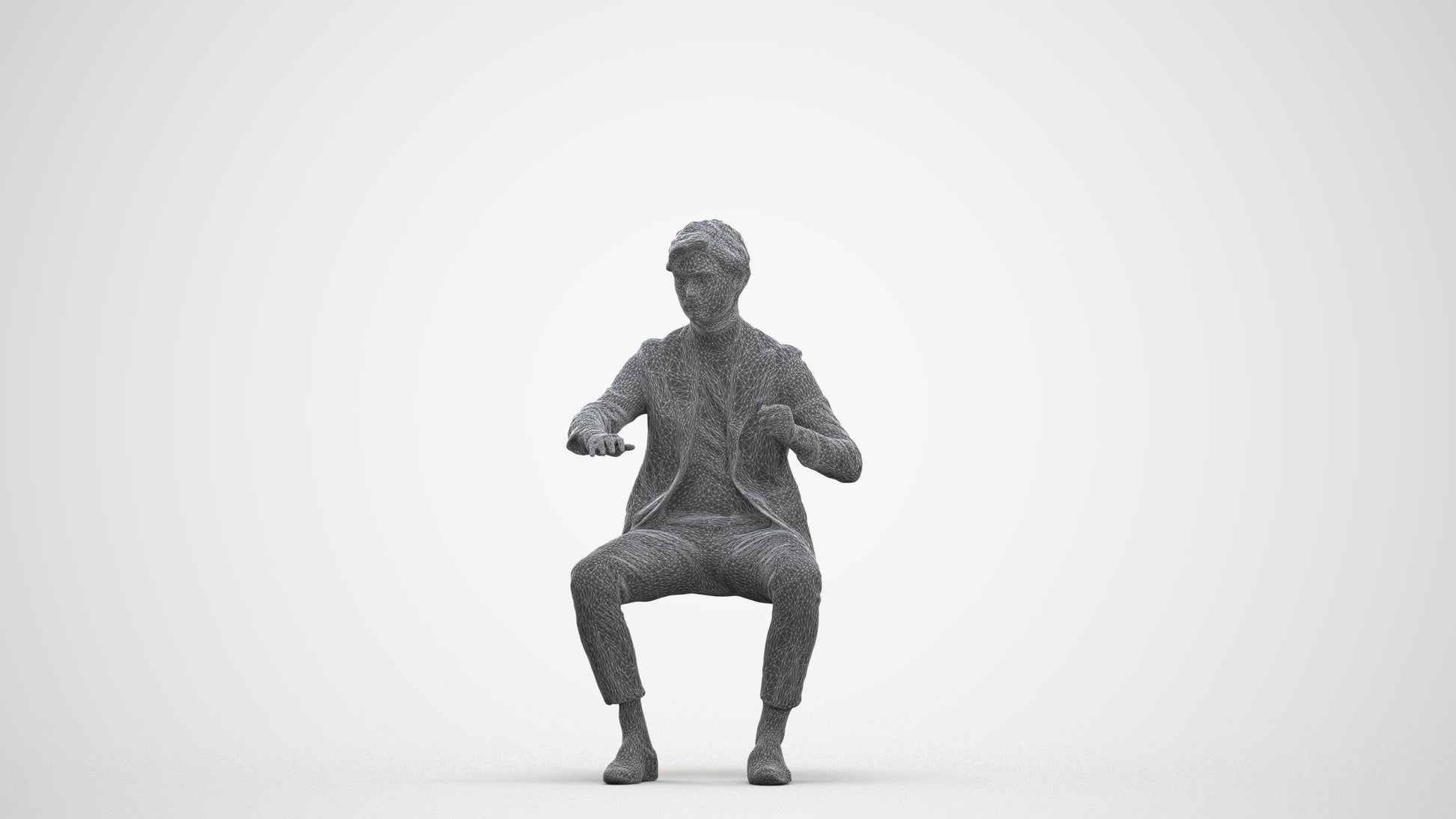 3D scanned man business, photorealistic archviz people for Enscape and SketchUp, three-quarter front view render
