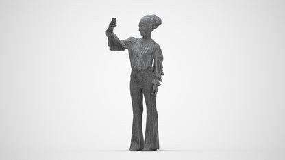 photogrammetry 3D woman casual standing, realistic human model archviz FBX, wireframe back view