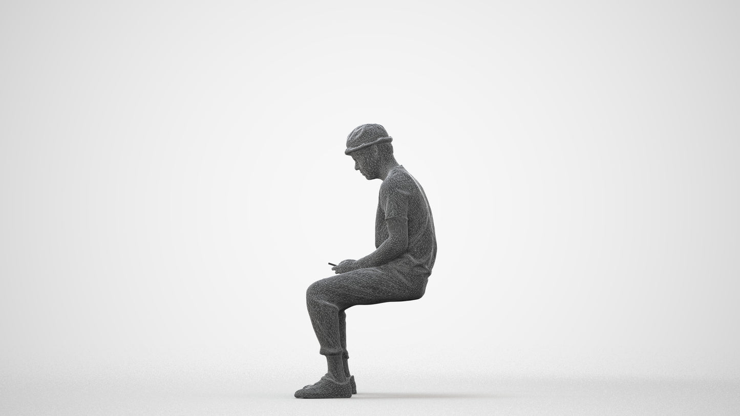 realistic 3D people man casual sitting, render-ready for V-Ray and Corona, FBX OBJ, square thumbnail