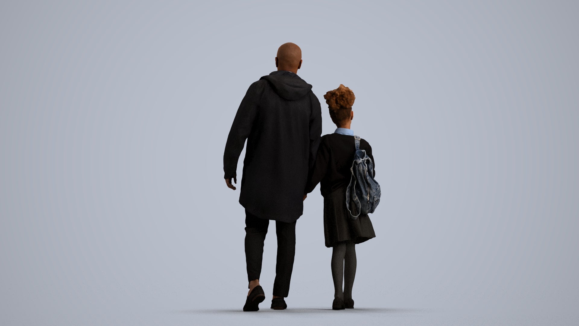 realistic 3D human girl kids, archviz people FBX OBJ for Blender, front view render