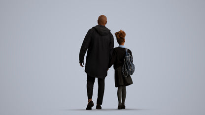 realistic 3D human girl kids, archviz people FBX OBJ for Blender, front view render