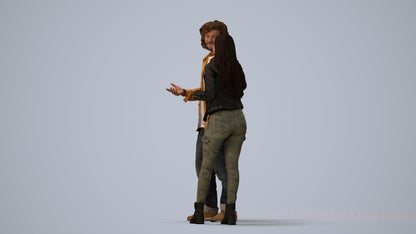 realistic 3D people woman casual couple, render-ready for V-Ray and Corona, FBX OBJ, three-quarter view render