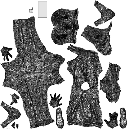 3D human model boy hospitality, photogrammetry scanned person for archviz, wireframe top-down view