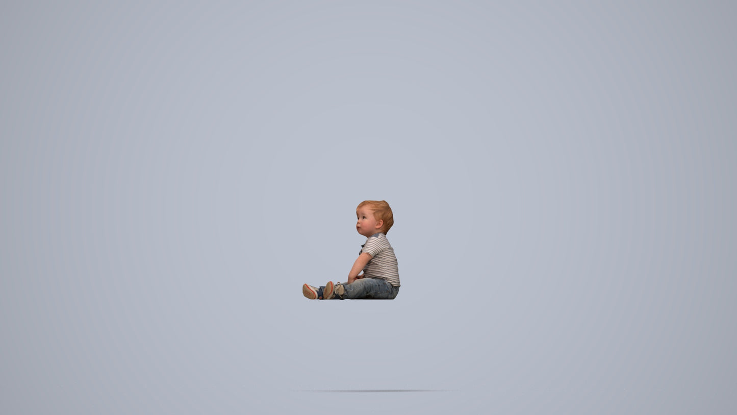 photogrammetry 3D boy casual kids, realistic human model archviz FBX, top-down view render