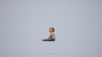 photogrammetry 3D boy casual kids, realistic human model archviz FBX, top-down view render