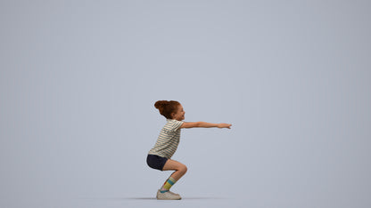 realistic 3D people girl casual kids, render-ready for V-Ray and Corona, FBX OBJ, side view render