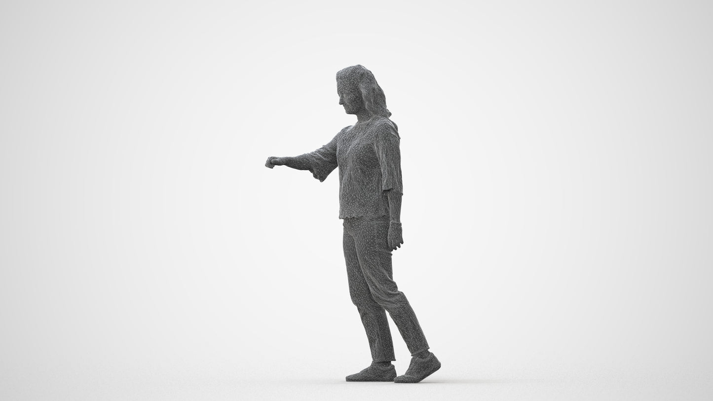 3D human model woman casual mix, photogrammetry scanned person for archviz, square thumbnail