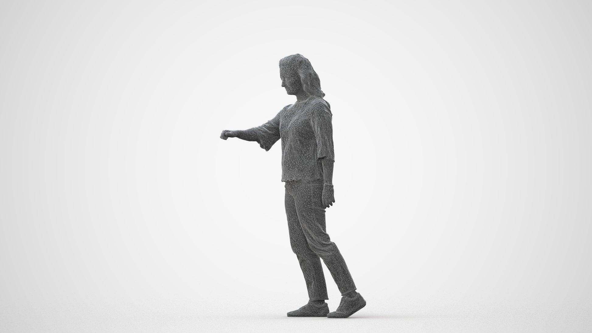 3D human model woman casual mix, photogrammetry scanned person for archviz, square thumbnail
