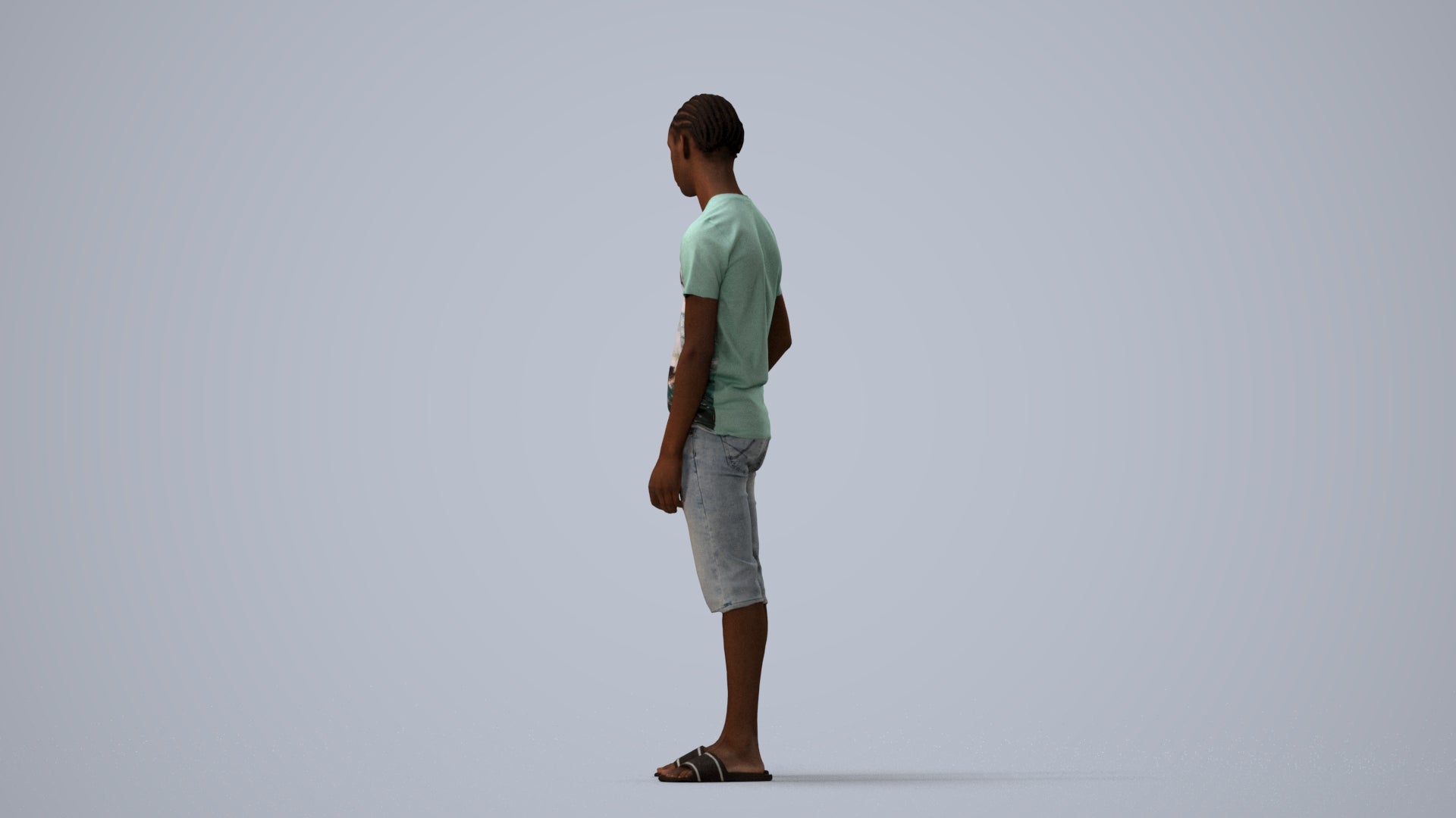 photogrammetry 3D boy casual kids, realistic human model archviz FBX, three-quarter view render