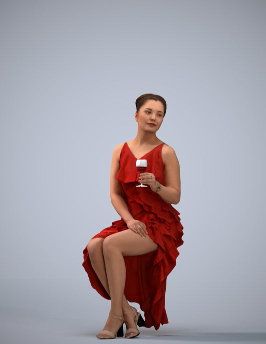 3D human model woman formal formalaffairs, photogrammetry scanned person for archviz
