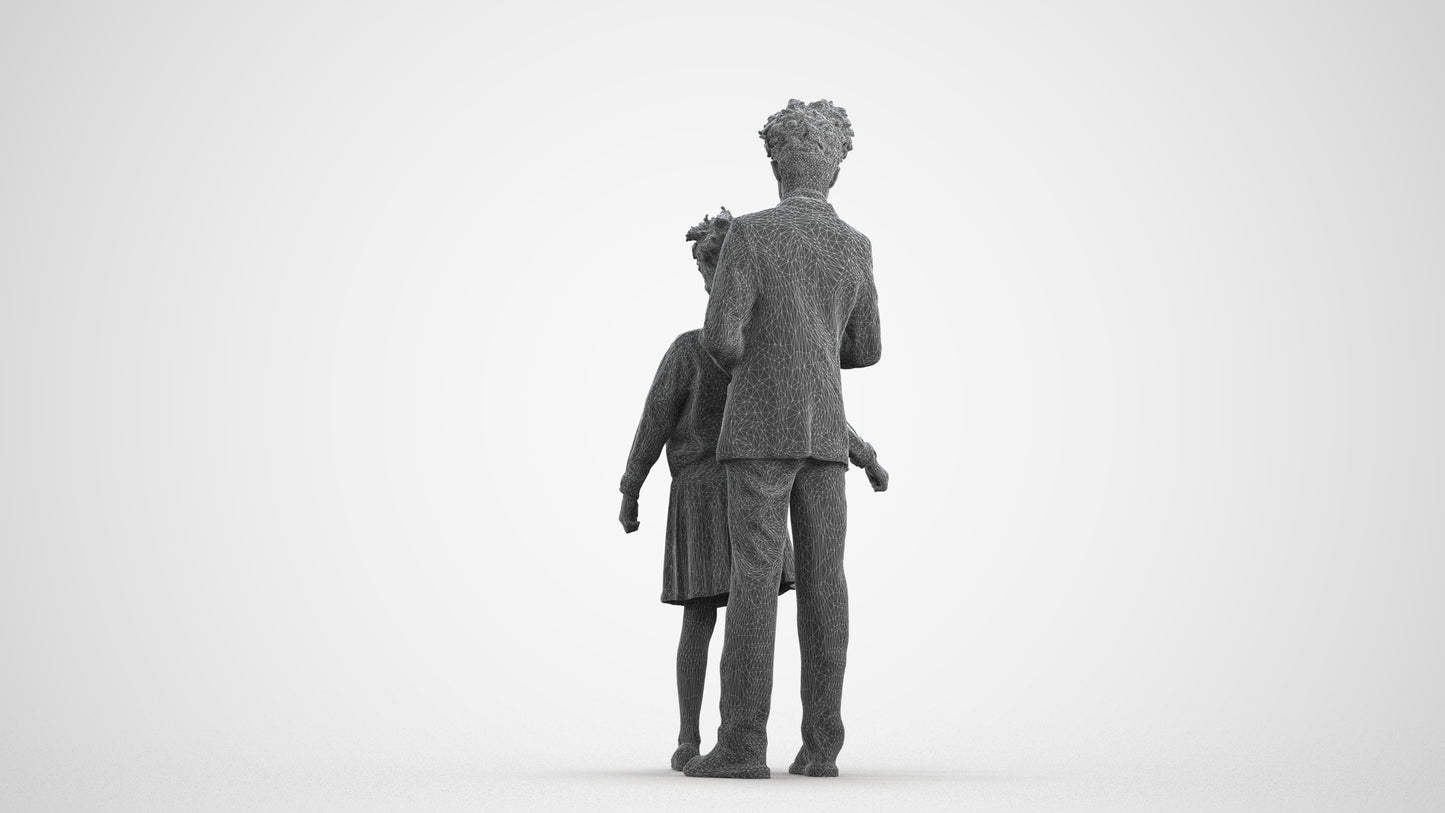 photogrammetry 3D girl kids, realistic human model archviz FBX, wireframe front view