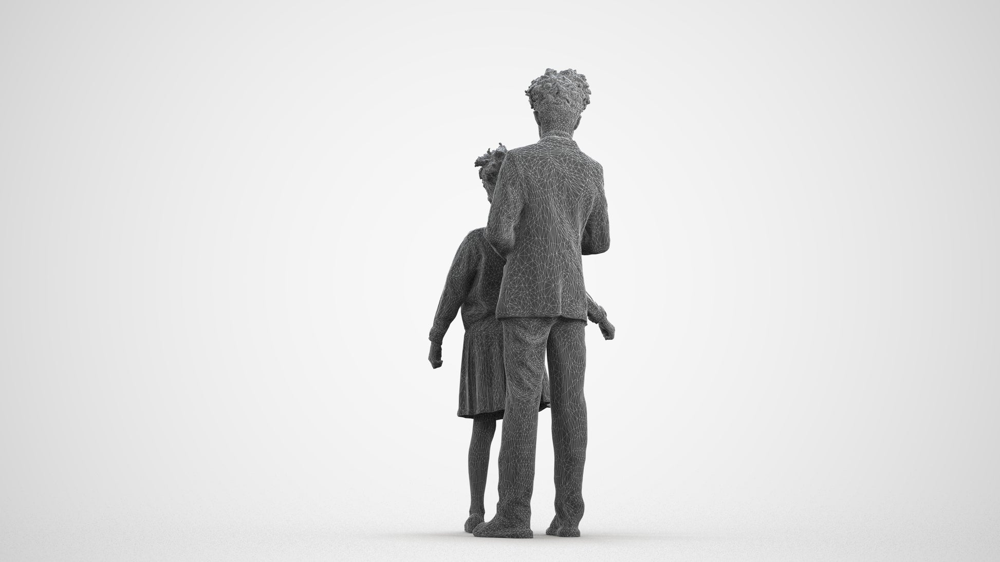 photogrammetry 3D girl kids, realistic human model archviz FBX, wireframe front view