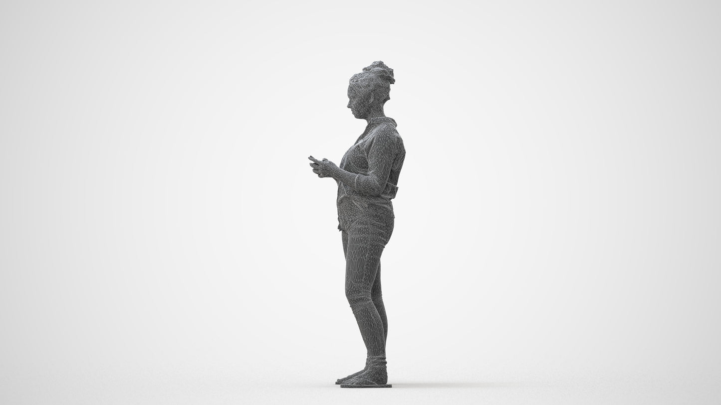 3D scanned woman standing casual, photorealistic archviz people for Enscape and SketchUp, square thumbnail