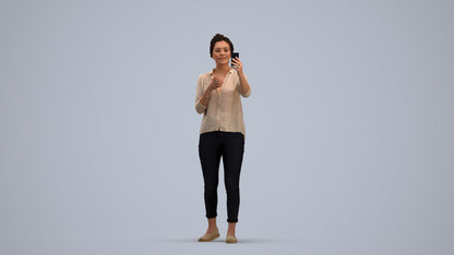 realistic 3D people woman casual standing, render-ready for V-Ray and Corona, FBX OBJ, standing pose render